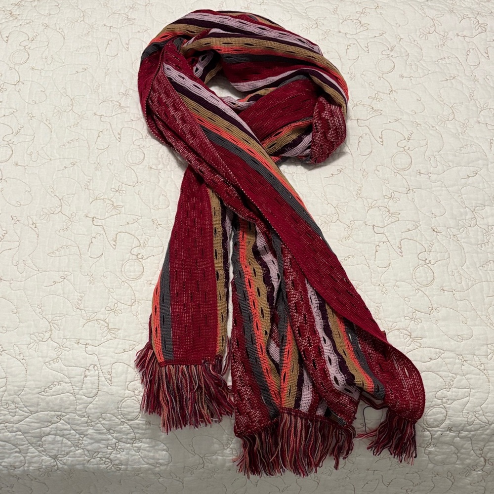 Missoni Red and Multicolor Striped Lana Wool Scarf - Picture 5 of 5
